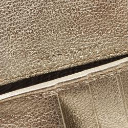 Pre Owned محفظة غوتشي كونتيننتال طية إغلاق شعار GG جلد ذهبي ميتاليك