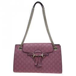 مملوكة مسبقًا Gucci Pink Guccissima Leather Large Emily Chain Shoulder Bag
