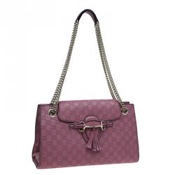 مملوكة مسبقًا Gucci Pink Guccissima Leather Large Emily Chain Shoulder Bag