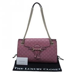 مملوكة مسبقًا Gucci Pink Guccissima Leather Large Emily Chain Shoulder Bag