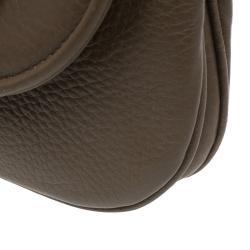 Pre Owned Gucci Brown Pebbled Leather Medium 1973 Bucharest Chain Shoulder Bag