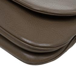 Pre Owned Gucci Brown Pebbled Leather Medium 1973 Bucharest Chain Shoulder Bag