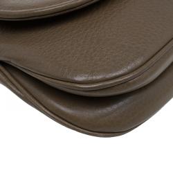 Pre Owned Gucci Brown Pebbled Leather Medium 1973 Bucharest Chain Shoulder Bag