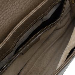 Pre Owned Gucci Brown Pebbled Leather Medium 1973 Bucharest Chain Shoulder Bag