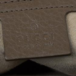 Pre Owned Gucci Brown Pebbled Leather Medium 1973 Bucharest Chain Shoulder Bag