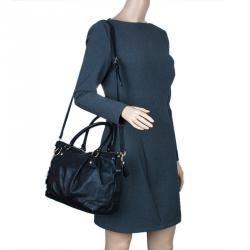 Pre Owned Gucci Black Guccissima Leather Medium Sukey Top Handle Bag