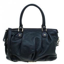 Pre Owned Gucci Black Guccissima Leather Medium Sukey Top Handle Bag