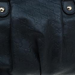 Pre Owned Gucci Black Guccissima Leather Medium Sukey Top Handle Bag