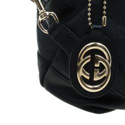 Pre Owned Gucci Black Guccissima Leather Medium Sukey Top Handle Bag