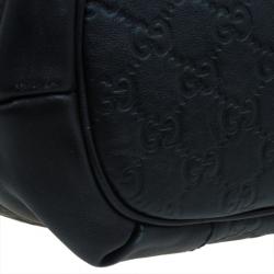 Pre Owned Gucci Black Guccissima Leather Medium Sukey Top Handle Bag