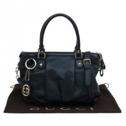 Pre Owned Gucci Black Guccissima Leather Medium Sukey Top Handle Bag