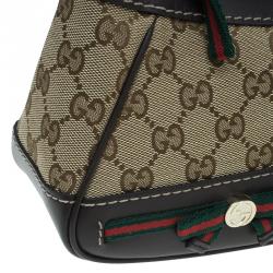 Pre Owned Gucci Beige/Brown GG Canvas Small Mayfair Bow Shoulder Bag