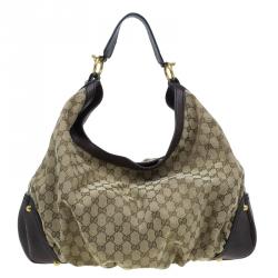 Gucci Beige/Brown GG Canvas and Leather Large Jockey Hobo Gucci | TLC