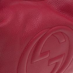 مملوكة مسبقًا حقيبة يد هوبو غوتشي سوهو جلد عجل حصوي حمراء 