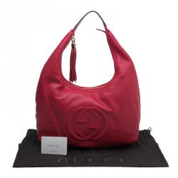 مملوكة مسبقًا حقيبة يد هوبو غوتشي سوهو جلد عجل حصوي حمراء 