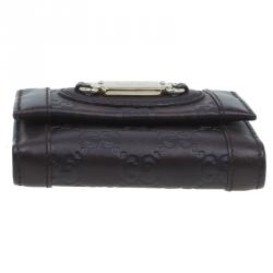 Pre Owned Gucci Brown Monogram Leather Compact Wallet