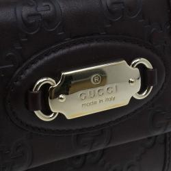 Pre Owned Gucci Brown Monogram Leather Compact Wallet