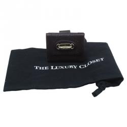 Pre Owned Gucci Brown Monogram Leather Compact Wallet