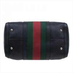 مملوكة مسبقًا Gucci Black Leather Medium Vintage Web Boston Bag