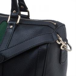مملوكة مسبقًا Gucci Black Leather Medium Vintage Web Boston Bag