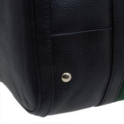 مملوكة مسبقًا Gucci Black Leather Medium Vintage Web Boston Bag