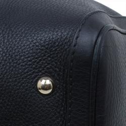 مملوكة مسبقًا Gucci Black Leather Medium Vintage Web Boston Bag