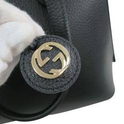 مملوكة مسبقًا Gucci Black Calfskin Leather Tote with Shoulder Strap