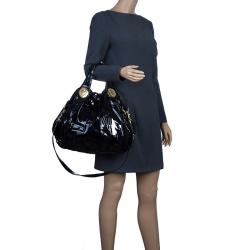 Pre Owned Gucci Black Patent Leather Large Hysteria Hobo