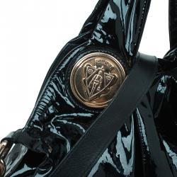 Pre Owned Gucci Black Patent Leather Large Hysteria Hobo