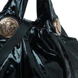 Pre Owned Gucci Black Patent Leather Large Hysteria Hobo