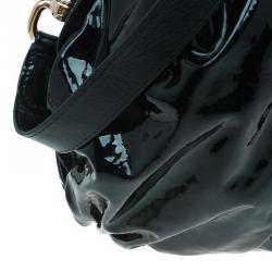 Pre Owned Gucci Black Patent Leather Large Hysteria Hobo