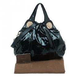 Pre Owned Gucci Black Patent Leather Large Hysteria Hobo