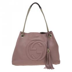 Pre Owned Gucci Fuchsia Pebbled Leather Medium Soho Tote