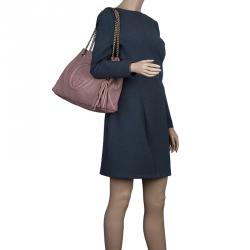 Pre Owned Gucci Fuchsia Pebbled Leather Medium Soho Tote