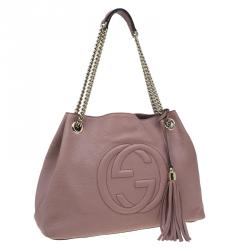 Pre Owned Gucci Fuchsia Pebbled Leather Medium Soho Tote