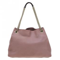 Pre Owned Gucci Fuchsia Pebbled Leather Medium Soho Tote