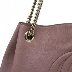 Pre Owned Gucci Fuchsia Pebbled Leather Medium Soho Tote