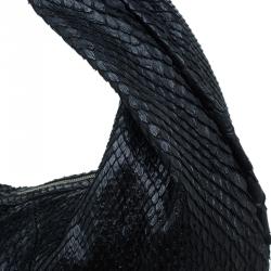 مملوكة مسبقًا حقيبة غوتشي سيينا هورسبيت جلد ثعبان أسود بشراشيب