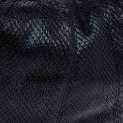 مملوكة مسبقًا حقيبة غوتشي سيينا هورسبيت جلد ثعبان أسود بشراشيب