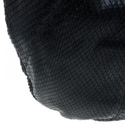 مملوكة مسبقًا حقيبة غوتشي سيينا هورسبيت جلد ثعبان أسود بشراشيب