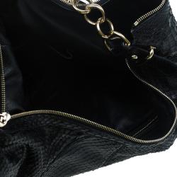 مملوكة مسبقًا حقيبة غوتشي سيينا هورسبيت جلد ثعبان أسود بشراشيب