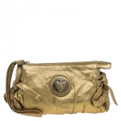 Pre Owned Gucci Gold Leather Mini Hysteria Clutch
