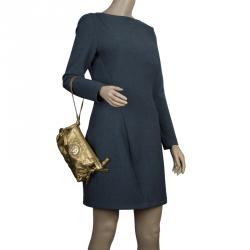 Pre Owned Gucci Gold Leather Mini Hysteria Clutch