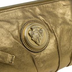 Pre Owned Gucci Gold Leather Mini Hysteria Clutch
