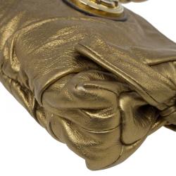 Pre Owned Gucci Gold Leather Mini Hysteria Clutch