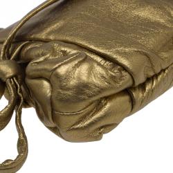 Pre Owned Gucci Gold Leather Mini Hysteria Clutch