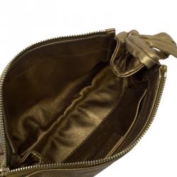 Pre Owned Gucci Gold Leather Mini Hysteria Clutch
