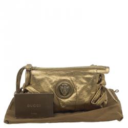 Pre Owned Gucci Gold Leather Mini Hysteria Clutch