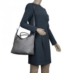 Pre Owned حقيبة غوتشي بريي جلد غوتشيسيما رصاصي بيد علوية متوسطة