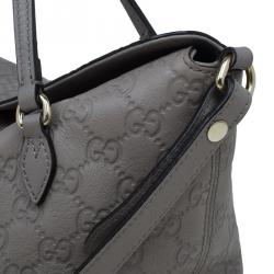 Pre Owned حقيبة غوتشي بريي جلد غوتشيسيما رصاصي بيد علوية متوسطة